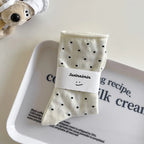 Women's spring summer thin vintage cream curled-edge women's socks polka dot mid-tube socks artistic socks women - Matrix Studios