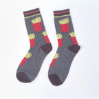 1 Pair Unisex Funny AB Style Tomato Ketchup French Fry Printed Mid-Calf Socks Suit In All Seasons - Matrix Studios