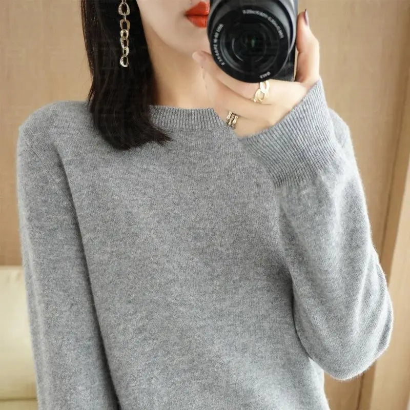 Autumn And Winter Thin Sweater Women's Round Neck Pullover Casual Knitted Top Women's Short Underlay Fashion 18 Colors - Matrix Studios
