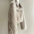 Women's Short Lapel Imitation Fox fur grass Coat 2025 Autumn Winter New Korean version Fashion Thicken Zipper Fur Coat Top - Matrix Studios