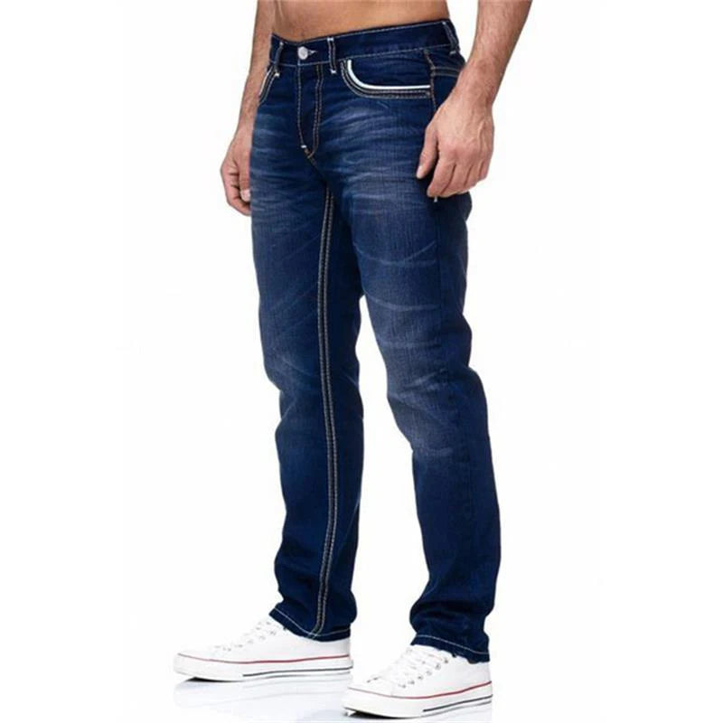 Straight Jeans Men Washed no hole Jean Spring Summer Boyfriend Jeans Streetwear Loose Cacual Designer Long Denim Pants Trousers - Matrix Studios