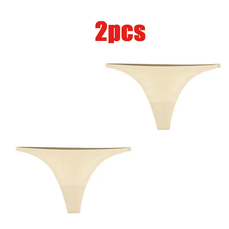 1-6pcs Seamless Panties Ice Silk Seamless Panties For Women Soft Thin Thongs Woman Satin Underwear Female Bikini String Panties - Matrix Studios