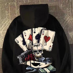 【M-8XL Hoodies】Autumn Men Pullover Hoodie Oversized Sweatshirt Fashion Loose Skeleton Poker Print Long Sleeve Couple Clothes - Matrix Studios