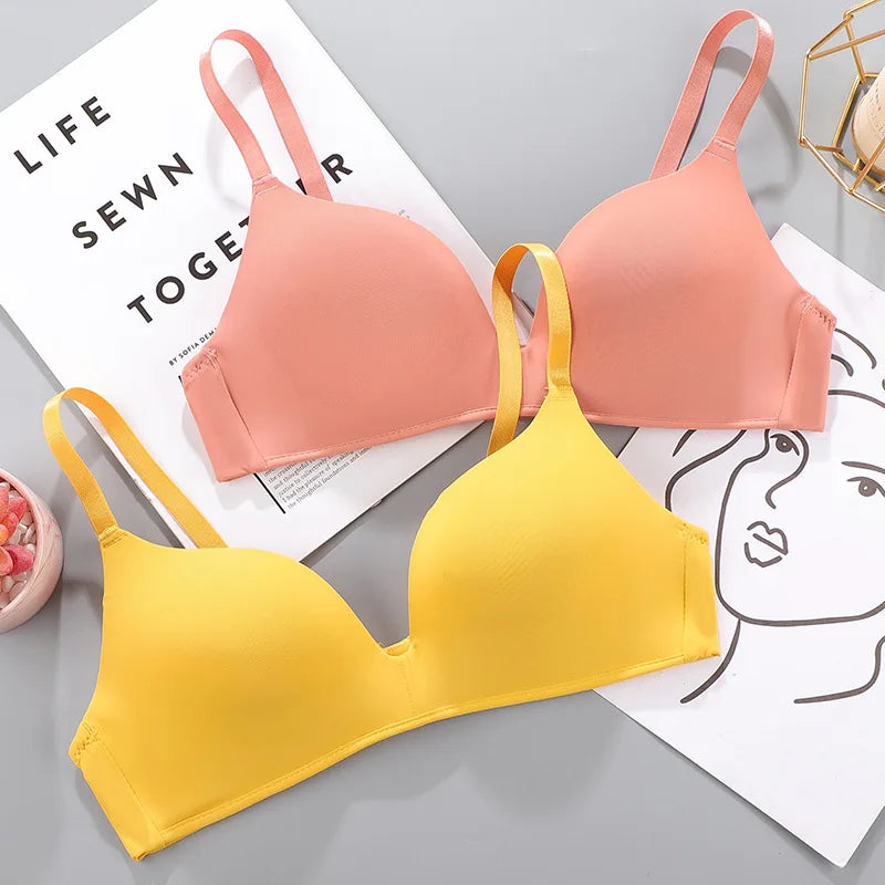 Women Seamless Bra Sexy No Wire Push Up Underwear Girls Students Breathable Thin 10 Colors Bras Female's Bra Breathable Gathered - Matrix Studios