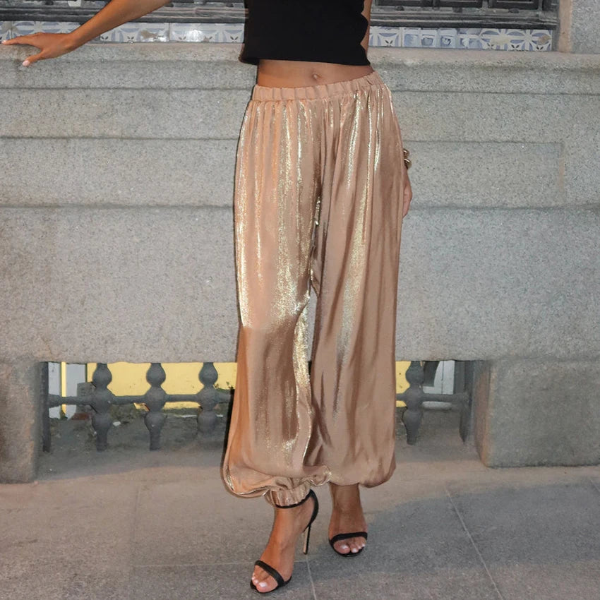 Linad Elegant Pink Crepe Loose Bloomers For Woman Street Chic Pleated Trousers Female Autumn Vintage High Waist Long Pants 2025 - Matrix-studios.com