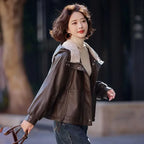 Plus Velvet Thickened Warm Leather Parka Autumn Winter New Chic Casual Loose Fur One-Piece Hooded Jacket Women's Outwear - Matrix Studios