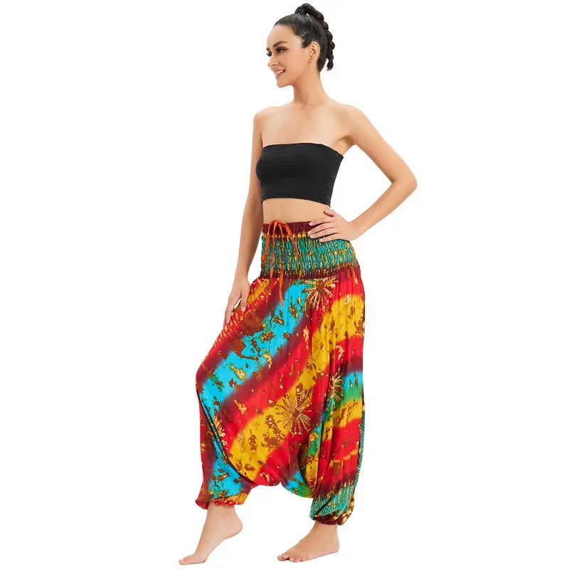 Bohemian Pants Women Pantalones Mujer Hippie High Waist Rayon Harem Baggy Boho Yoga Beach Wear Pour Femme Calca Feminina Printed - Matrix Studios