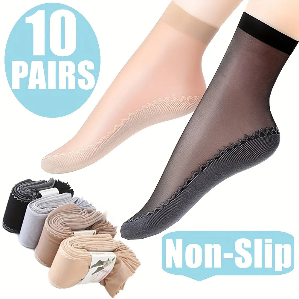 10Pairs Women Sock Soft Breathable High Quality Ultra-Thin Ankle Sock Comfortable Lightweight Transparent Fashionable Casual Sox - Matrix Studios