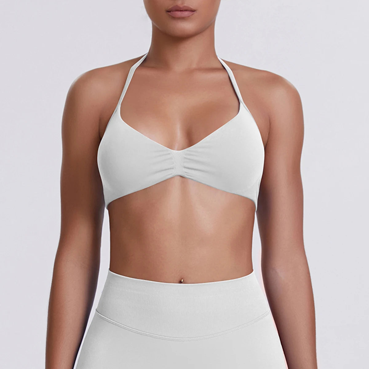 Sexy Neck Strap Bra for Woman Summer Breathable Backless Yoga Bra Women Fitness Solid Color Yoga Sports Bra Workout Top - Matrix-studios.com