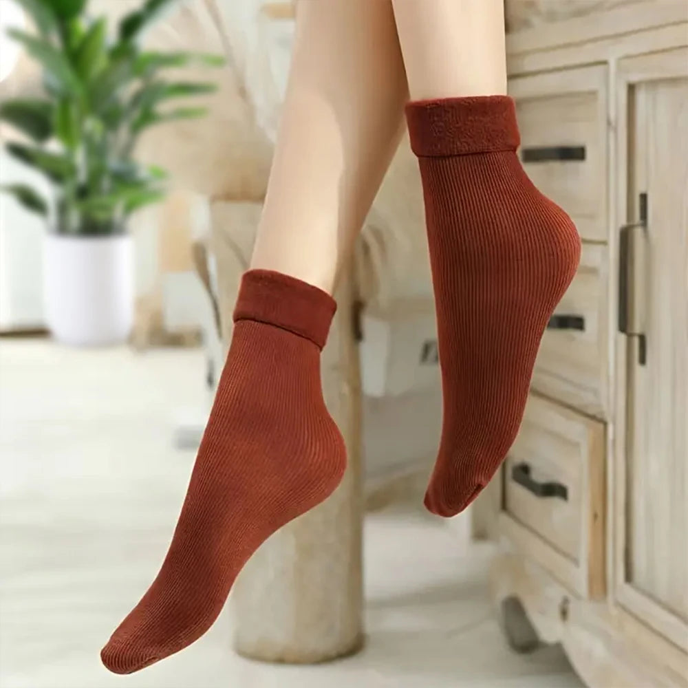 4 Pairs Winter Warm Solid Women Socks Thicken Thermal Socks Black Skin Seamless Snow Sock Unisex Socks - Matrix Studios