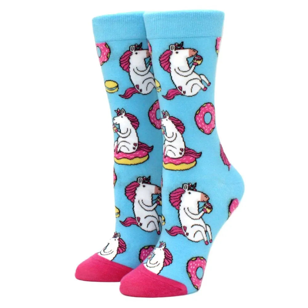 Novelty Woman Socks Harajuku Cotton Funny Happy Cartoon Cat Dog Pattern Unisex Socks Men Novelty Kawaii Socks - Matrix Studios