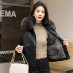 Winter Leather Jacket Women Short Coat Fleece Lining Thicken Warm PU Outerwear Rabbit Fur Jackets Ladies Velvet Tops Loose Coats - Matrix Studios