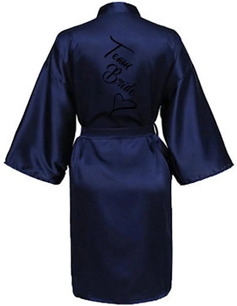 Women Silk Satin Short Night Printing Robe Kimono Robe Fashion Bath Robe Sexy Bathrobe Femme Wedding Bride Bridesmaid M024