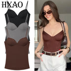 HXAO Burgundy Slip Top Women Summer Sexy Corset Tanks & Camis Fashion Sleeveless Backless Bra Top Chic Elegant Bustier Camisole - Matrix-studios.com