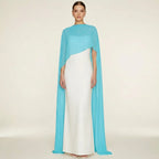 Women Chiffon Long Cape High Low Flowy Poncho Sheer Mesh Shawl and Wraps for Evening Dress Wedding Cover Up Capelet - Matrix Studios