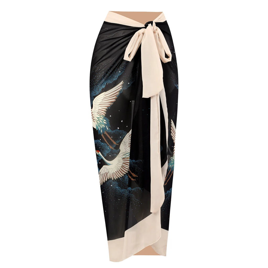 2026 New Sexy Print Retro Swimwear Beach Dress Cover Up Long Skirts Skirt Party Outfits Swimsuit Beachwear - Matrix Studios
