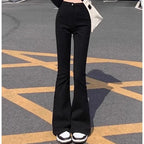 Woman American High Waist Slim Fit Bell Bottom Jeans Female Fashion Y2k Flare Pants Girls Elastic Designer Black Denim Trousers - Matrix-studios.com
