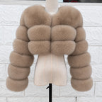 QUEENTINA Real Fox Fur Coat 30cm Women'S New Fashion Winter Leather And Skin White Clothing Natural New In Coats & Jackets - Matrix Studios