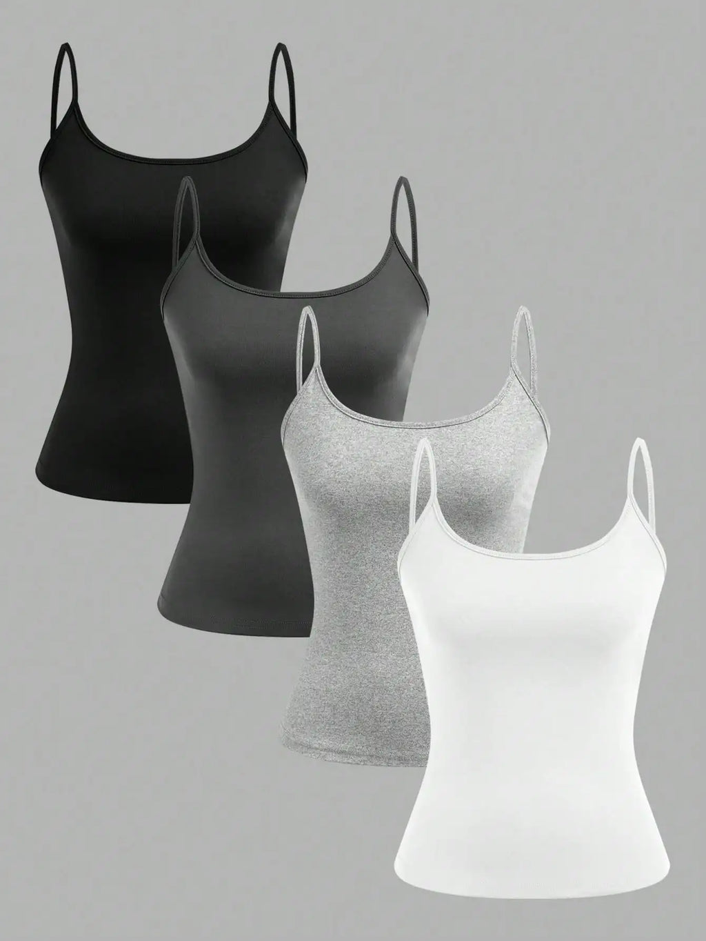 4 pcs Women Solid Color  Camisoles Vest Women Tank Tops Female Summer Sexy Strap Basic Tops Sleeveless Camisole T-shirt - Matrix-studios.com