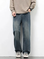 Spring Autumn American Retro Straight Jeans Men Streetwear Korean Fashion Loose Baggy Wide Leg Denim Pants Male Casual Trousers - Matrix Studios