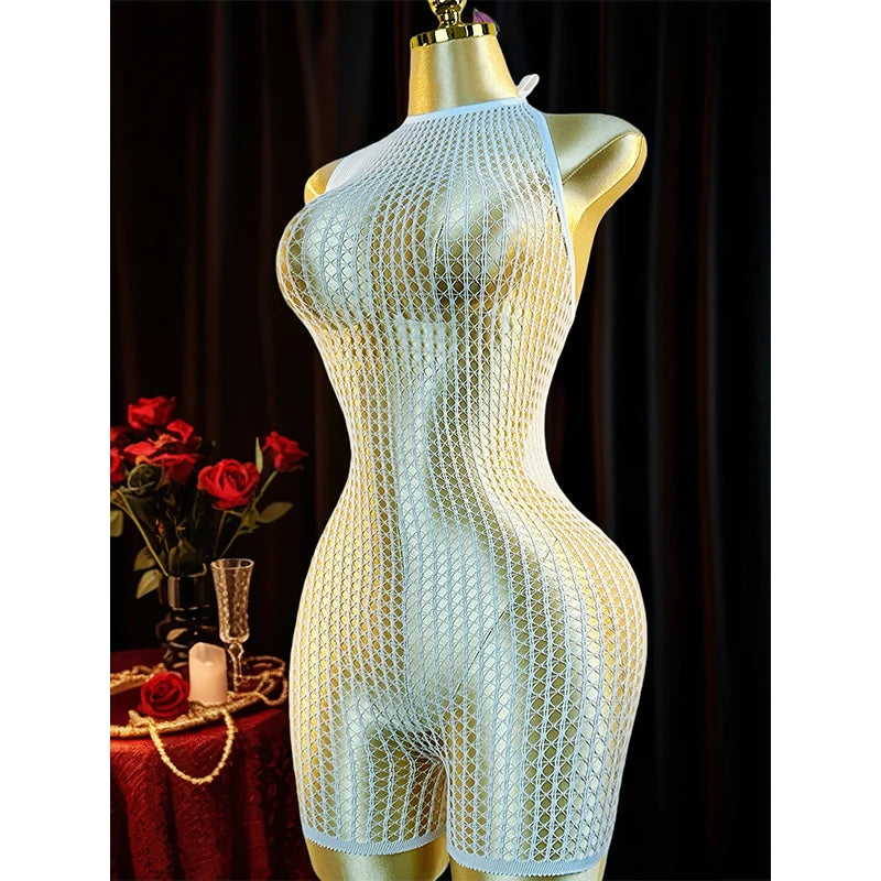 1PC Sexy Women Fishnet Cover Up Without Bikini Hollow Out Bodycon Dress  See Through Beachwear Summer Women's Swimwear BD0419 - Matrix Studios