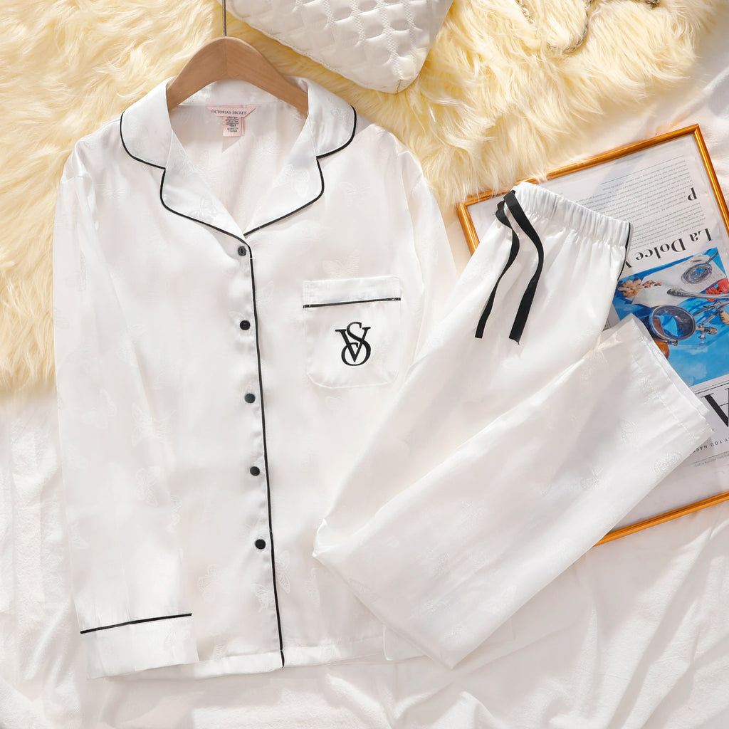 Victoria's Secret Soft Breathable Button Down Pyjama Suit Womens Silk Satin Pajamas Set Short Sleeve Shorts Sleepwear Loungewear - Matrix-studios.com