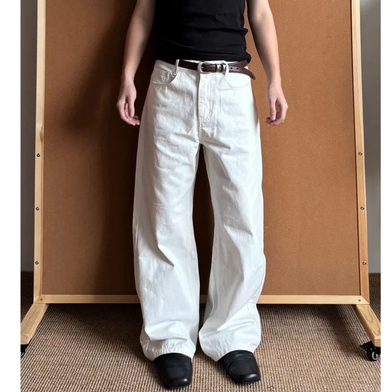 IEFB Men's Jeasn New Summer American Style Straight Leg Wide Leg Solid Color Simple Folding Male Casual Trousers 2026 9W2196 - Matrix Studios