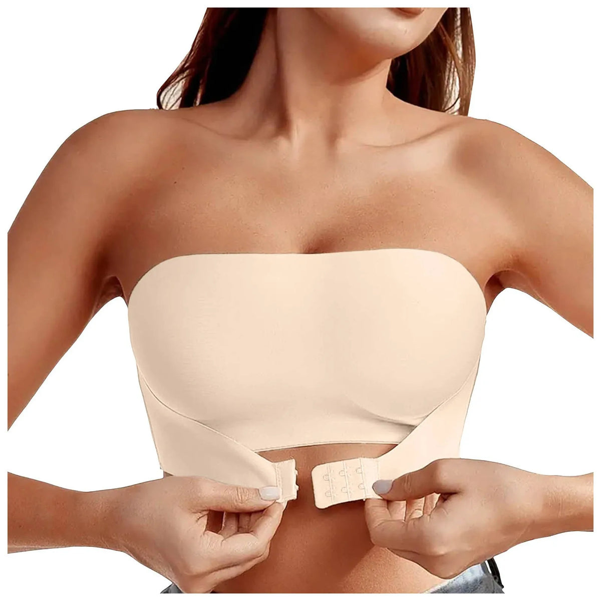 Women's Strapless Bra Sexy Seamless No Padding Front Button Bra Comfortable Smooth Women's Half Cup Silicone Non-slip Underwear - Matrix Studios