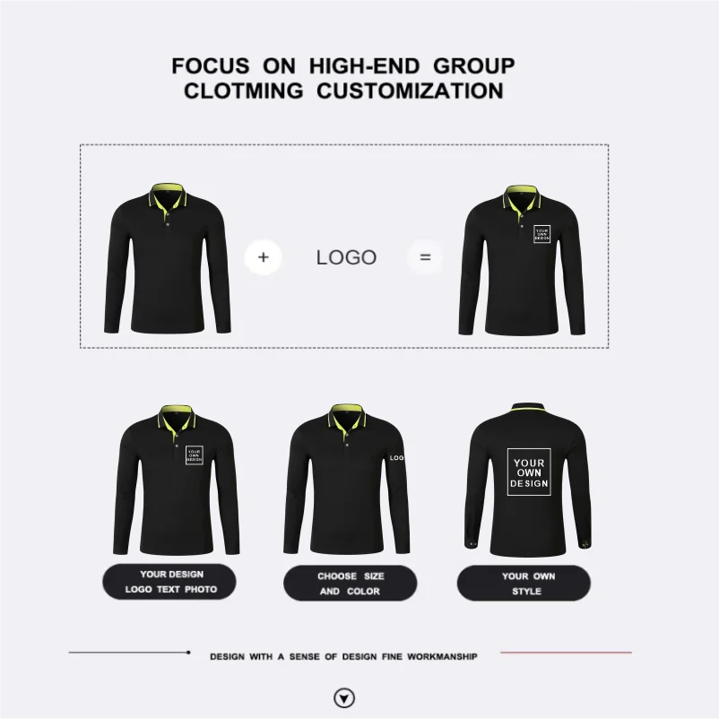 Long Sleeve Polo Shirt 2023 New Casual Long Sleeve Top Personal Company Custom Embroidery Men and Women Polo Shirt Long  Sleeve - Matrix-studios.com