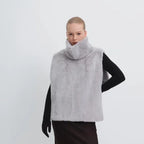 Chic Turtleneck Fur Vest Women All-matching Solid Sleeveless Fluffy Cozy Vests Female 2025 Autumn Winter Lady Layering New - Matrix Studios