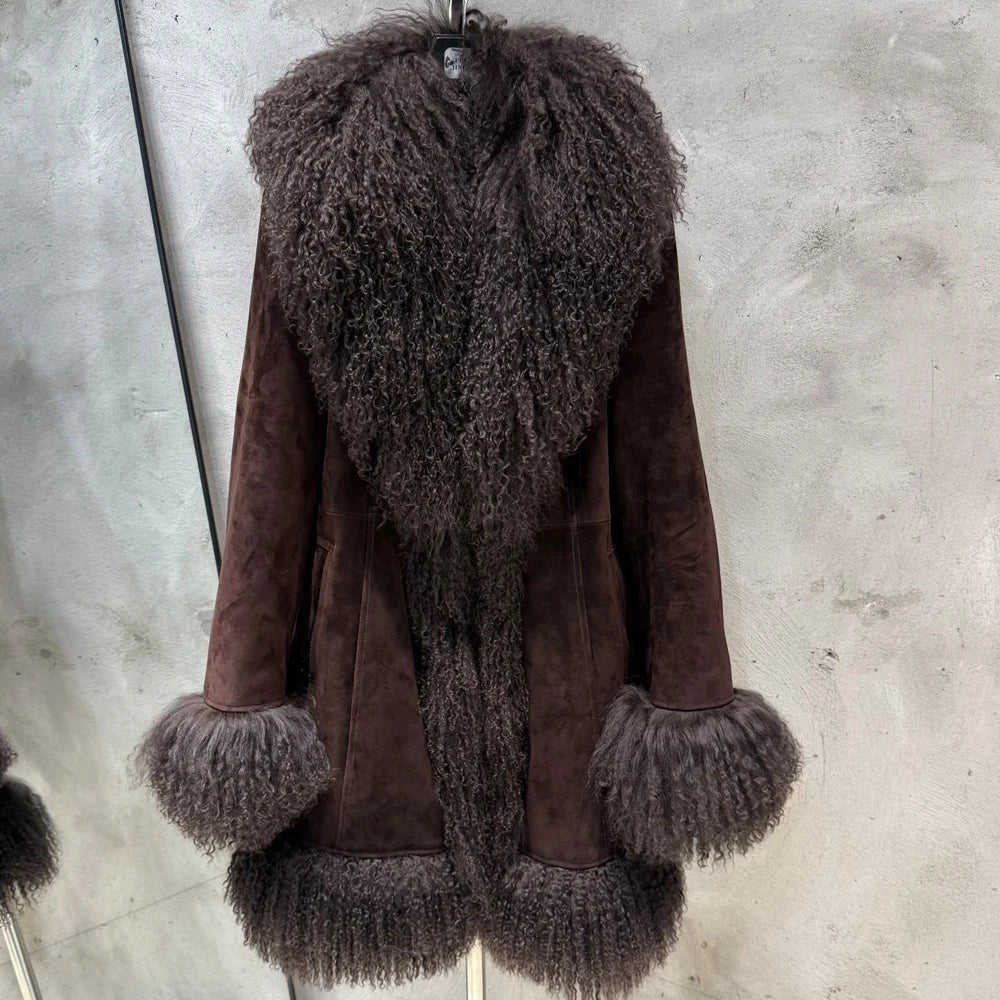 GO BALLISTIC YA Mongolia Sheep Fur Coat Women Real Leather Jacket Genuine Leather Coat - Matrix Studios