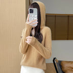 Women Autumn Winter Clothing Hooded Collar Pullover 100% Merino Wool Sweater New Fashion Cashmere Tops Bottoming Knitwear Soft - Matrix Studios