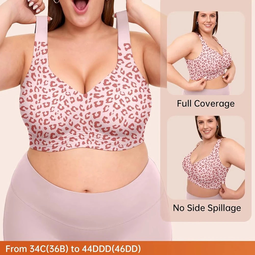 Leopard Jelly Bras No Underwire Push Up Wireless Bra Seamless Lift Bras Full Coverage Bralette Everyday Brassiere Plus Size - Matrix Studios