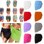 Summer Women Short Solid Sarong Swimsuit Coverups Beach Bikini Wrap Sheer Short Skirt Chiffon Skirt Scarf Swimwear Cover-ups - Matrix Studios