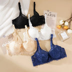Women Sexy Lace Bra Padded Embroidery Brassiere Bralette Push Up Bras Plus Size Breathable Steel Ring Thin Underwire - Matrix Studios
