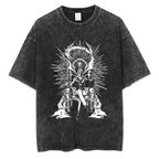 Harajuku Vintage Washed T Shirts Death Note Anime Graphic Printing T Shirt Oversize Cotton Fashion Streetwear Unisex Top Tee