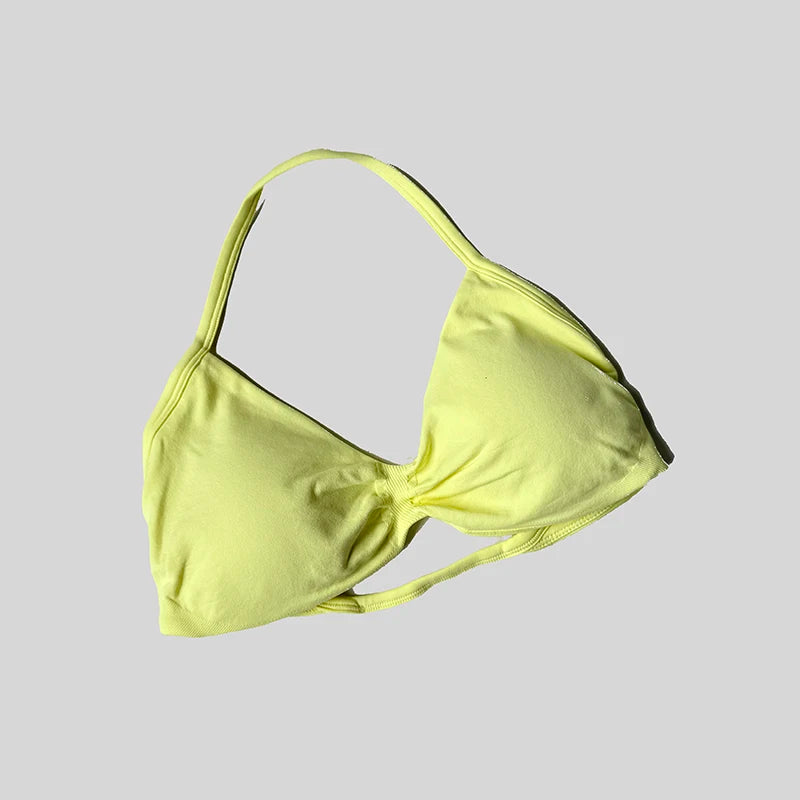 Women Halter Sports Bra Push Up Strappy Sexy Open Back Gym Crop Top Padded Seamless Workout Yoga Tank Tops - Matrix Studios