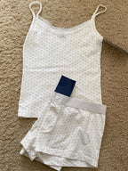 Strawberry Vest Shorts 2 Pieces Set Woman Eyelet Bow Slim Tank Top with Elastic Waist Patchwork Straight Short Pant Sweet Sets - Matrix-studios.com