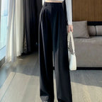 Elegant Wide Leg Pants Women Korean Style High Waist Black Baggy Pants Office Ladies Fashion Loose Suit Trousers Streetwear