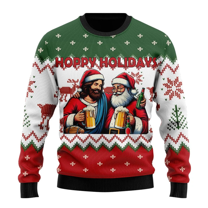 Fashion Beer Ugly Christmas Sweater For Women Clothes Hip Hop Bar Party Men Sweatshirts Casual Male Pullovers Beers Tracksuit - Matrix Studios