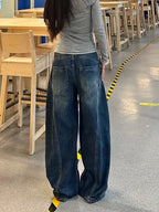 Casual Womens Y2K Loose Baggy Jeans Blue Washed High Street Vintage Cargo Pants Wide Leg Oversized Trousers Y2K Pants - Matrix-studios.com