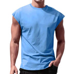 Men's Loose Short Sleeve T-Shirt round Neck Sleeveless Casual Breathable Summer Sports Basic Vest - Matrix Studios