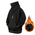 Embroidery Turtleneck Sweatshirt For Men Japanese Ninja Hoodies Autumn Hip Hop Fleece Pocket Streetwear Oversized Y2K Hoody - Matrix Studios