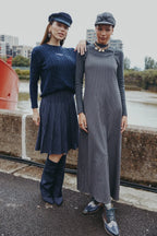 AS AW25 pinstripe collection slip dress + knit mockneck top + embroidery cableknit + stripe pleat skirt - Matrix-studios.com