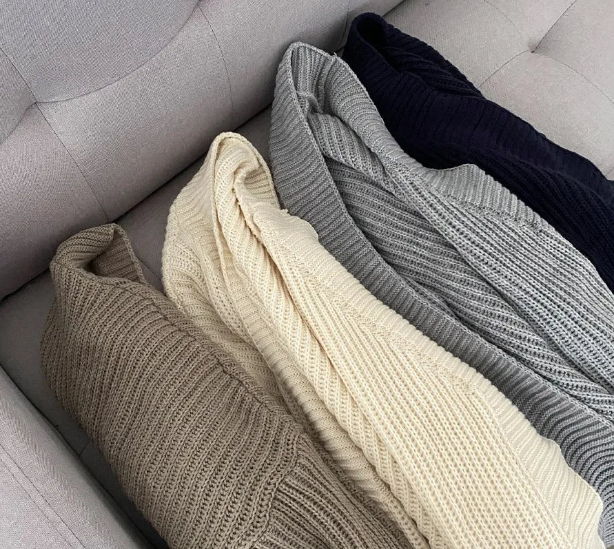 Slouchy Cardigan Knitted Drop Shoulder Long Sleeve Ribbed Open Front Sweater Jacket Women Teen-girl Fall Winter Basic Outfit - Matrix Studios