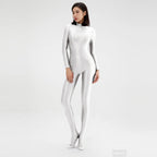 2023 AMORESY Women's Catsuit Playsuits Wetlook Shiny Glossy Tights Zipper Leotards Fullbody Overall Zentai Jumpsuits - Matrix Studios