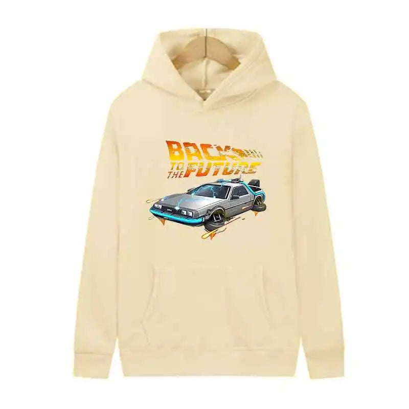 Back To The Future Retro DeLorean Car Print Hoodie Long Sleeve Tops Men Casual Streetwear Pullover Spring Autumn Unisex Clothing - Matrix Studios