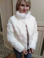 2023 New Women Real Rabbit Fur Mandarin Collar Coat Natural Pure Genuine Whole Skin Fur Jacket Full Pelt Fur Customize WSR61 - Matrix Studios