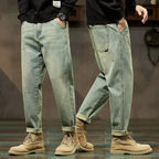 Men's Spring 2026 Loose Harem Pants Denim Retro Solid Comfortable Harajuku Straight Jeans Simple Fashion Versatile Cargo Trouser - Matrix Studios