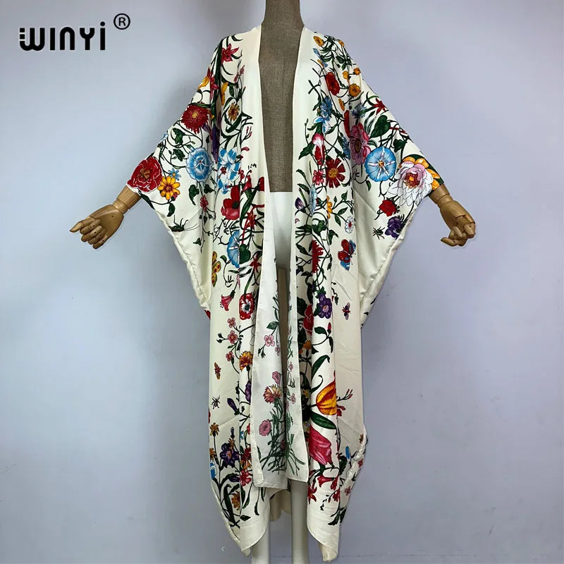 WINYI Kimono Africa Summer Boho Print Beach Outfits for Women Cover-Up Long Coat Elegant Coat Beach Outfits for Women Maxi Dress - Matrix Studios